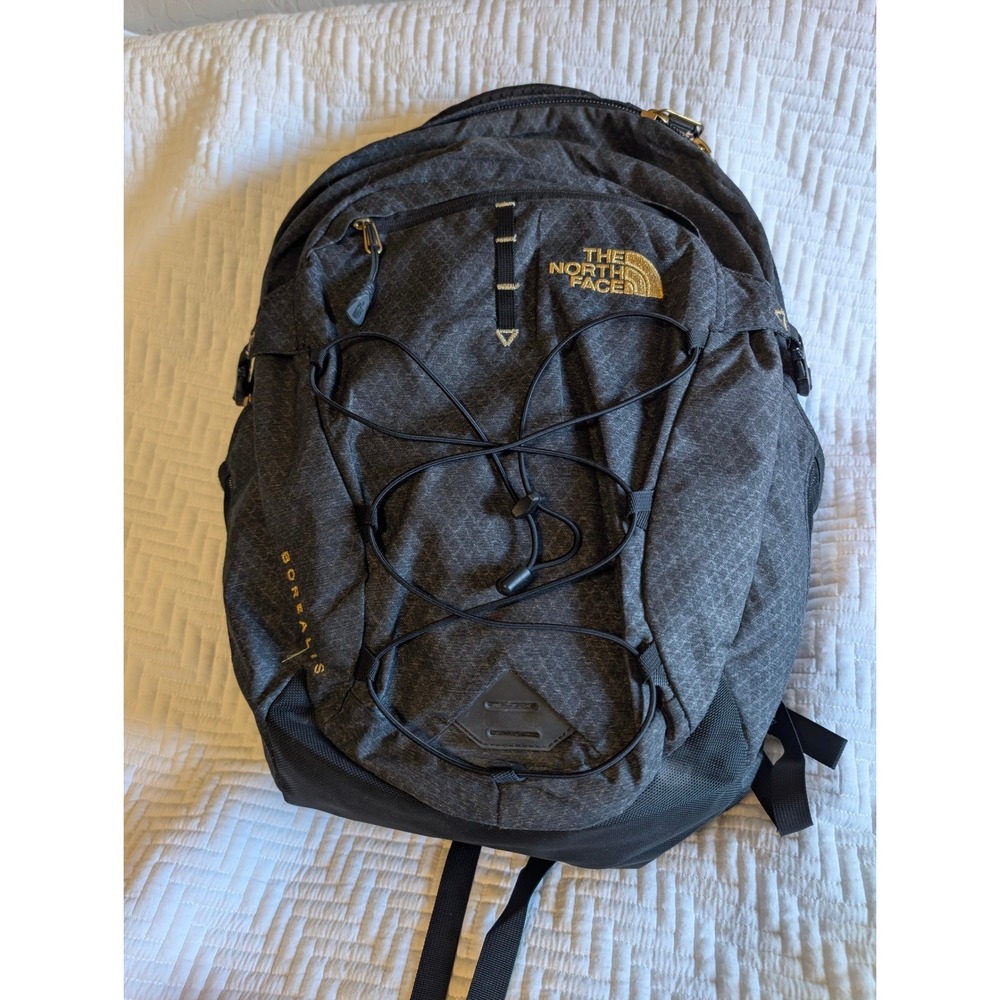 The‎ North Face Borealis Backpack Gray Gold Flex Vent Laptop Daypack Work 28L